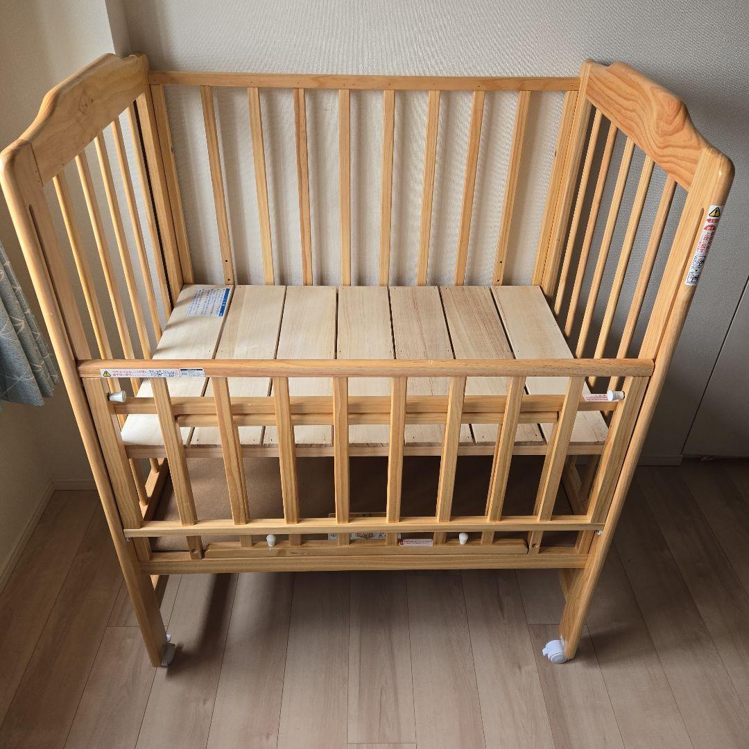 KATOJI木製ミニベビーベッド/ハイシート/キャスター/収納付き