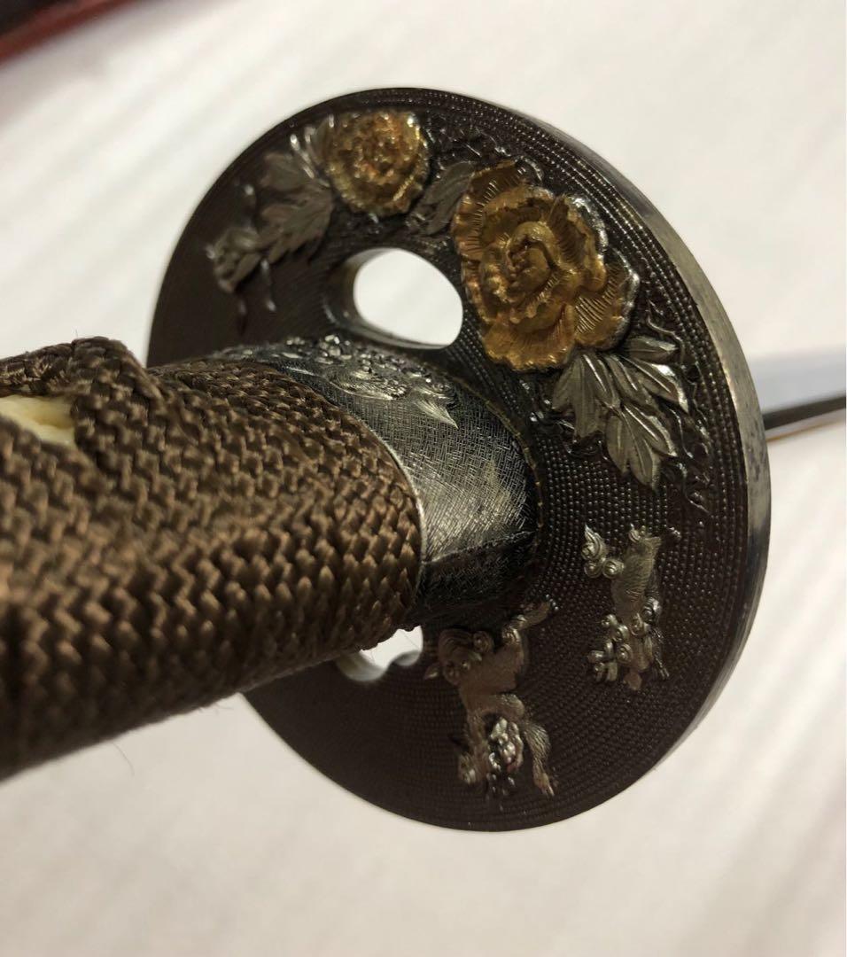 美品 模造刀　打刀　朱鞘　鞘付き長さ約105cm 26A14