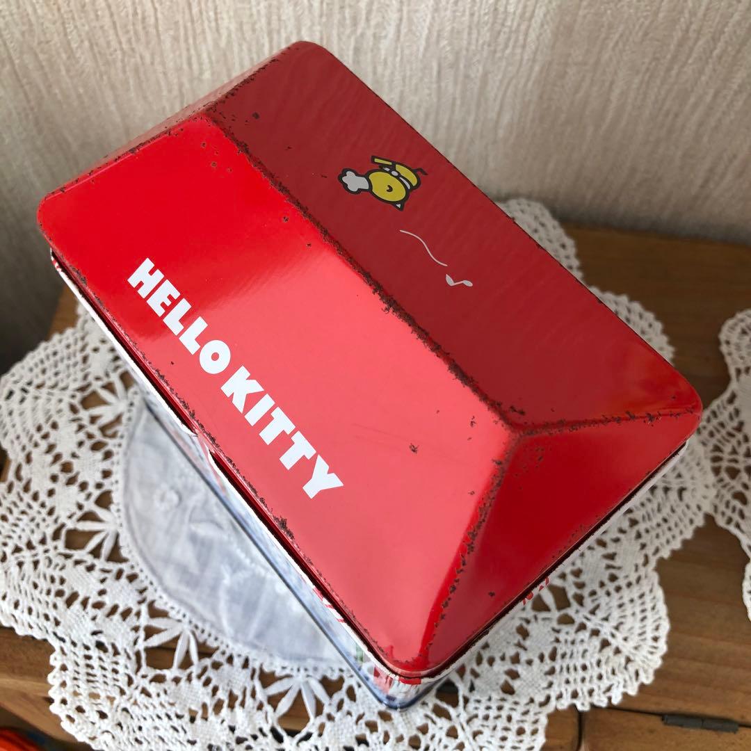 昭和レトロ　1983年　 ハローキティ　ハンバーガーshop柄 缶　希少品