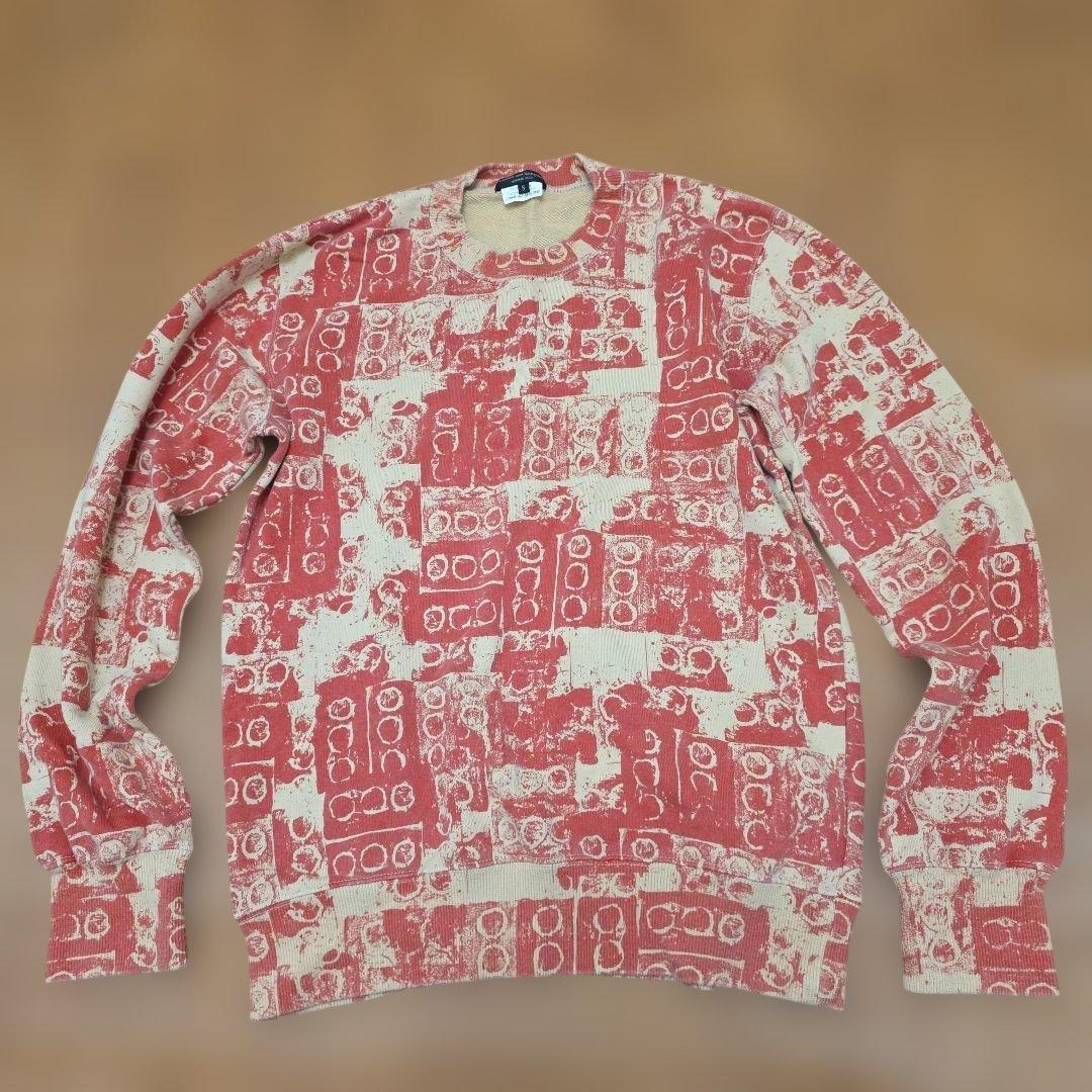 コム デ ギャルソン オム プリュス　スウェットシャツ 赤模様　メンズM