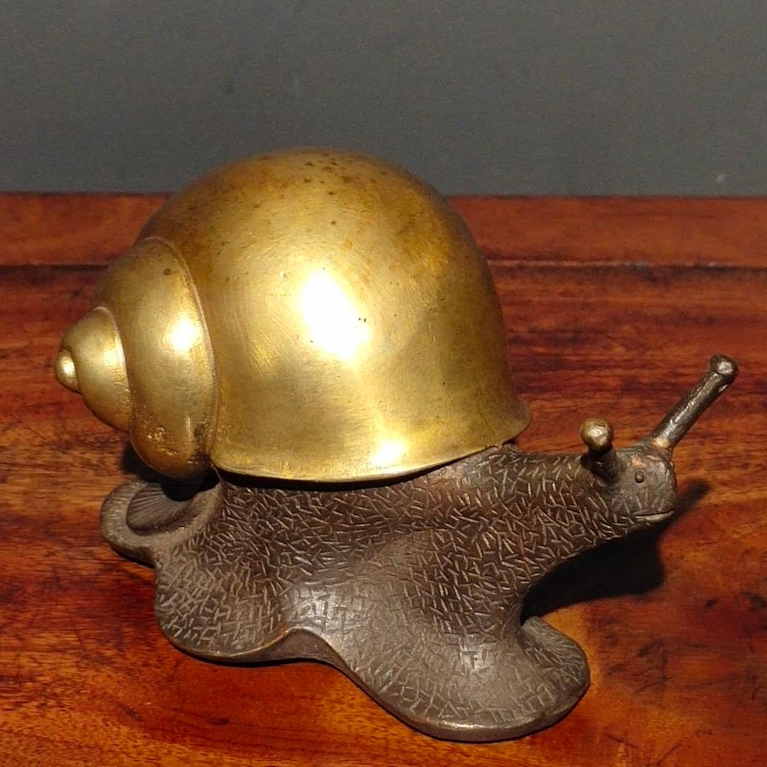 銅製 文房置物　蜗牛（カタツムリ）銅製　筆置き