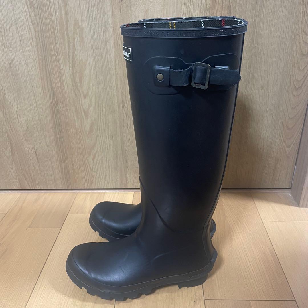 【未使用品】Barbour UK4 サイドベルト ロングレインブーツ