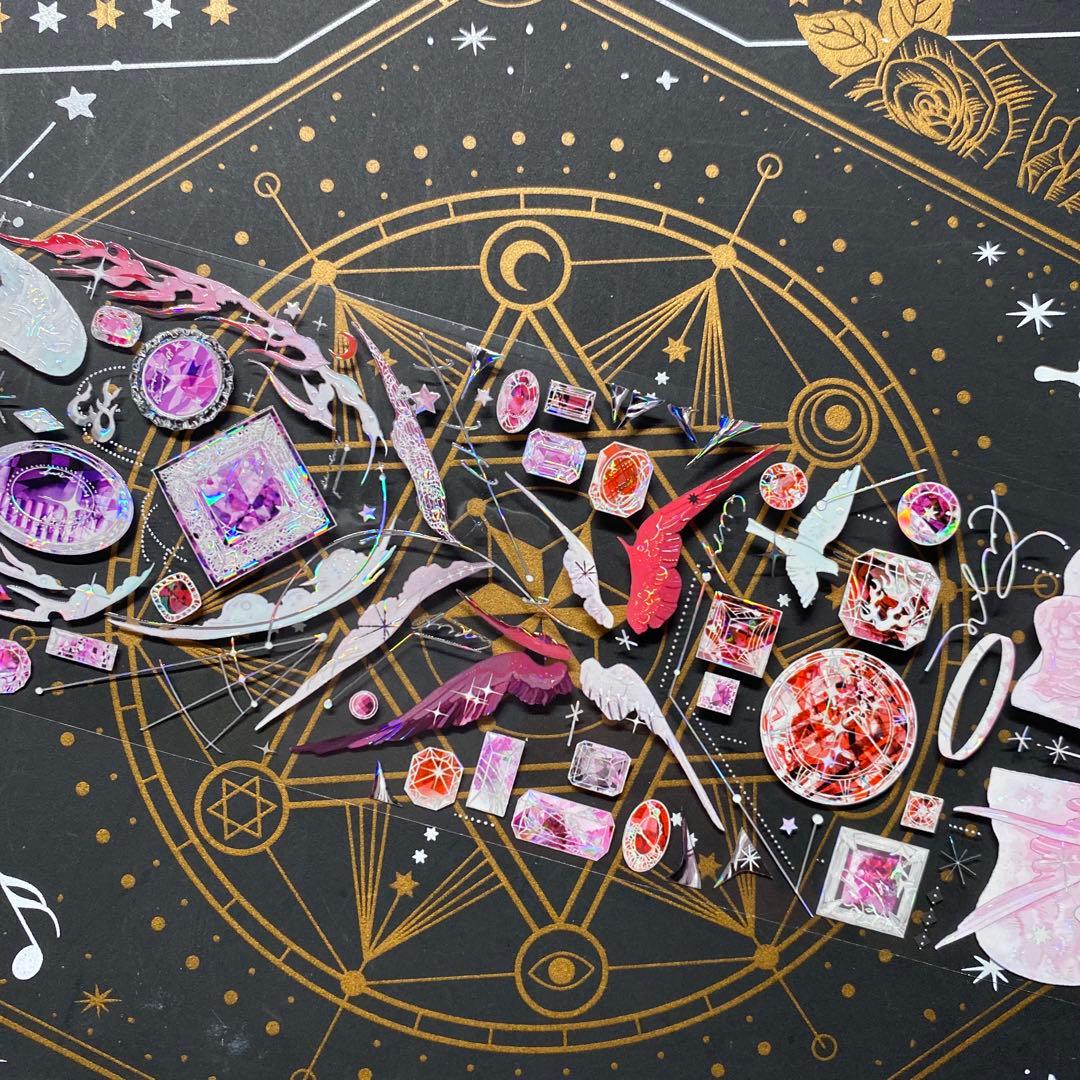 【9214】海外　マステ　中古巻　貝殻光マスキングテープ　宝石　翼　装飾系