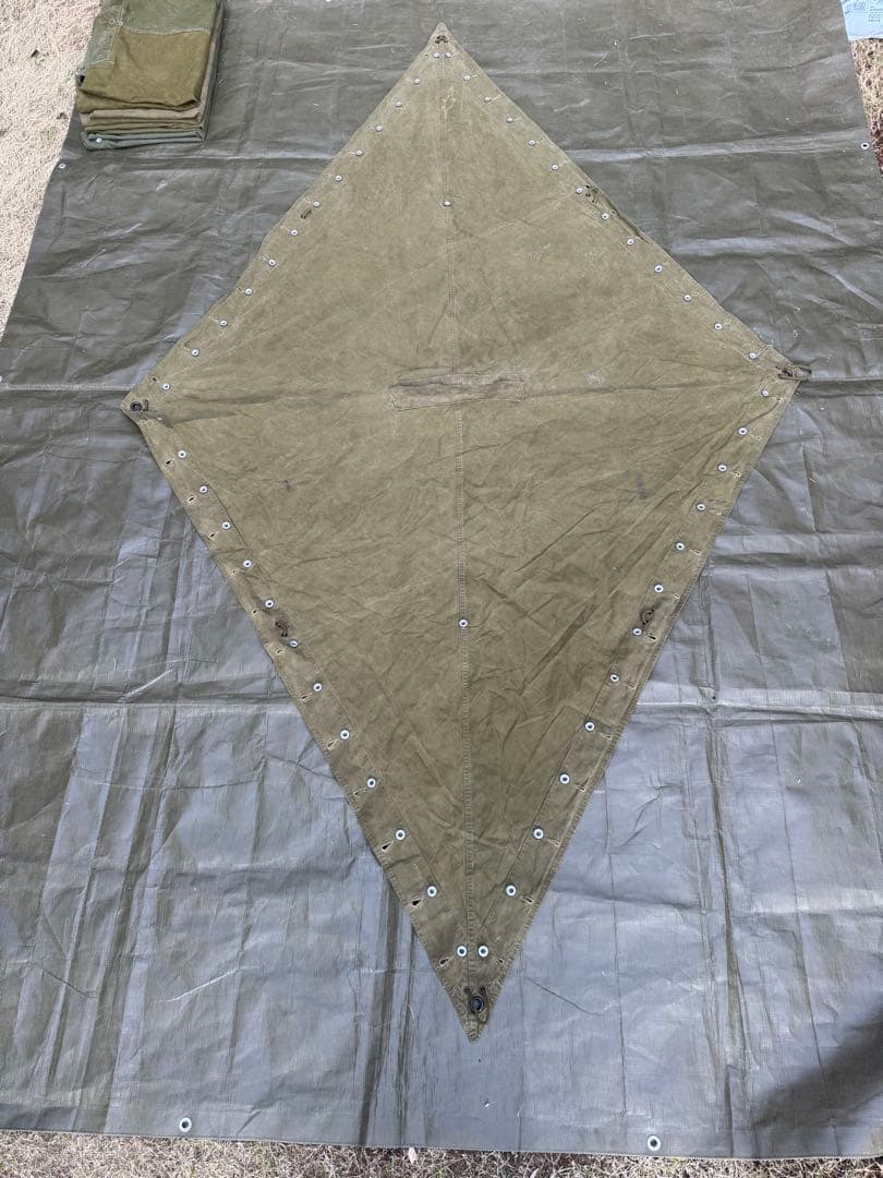 希少！ヴィンテージ　ノルウェー軍幕　8枚　ポール　アルミペグ付き