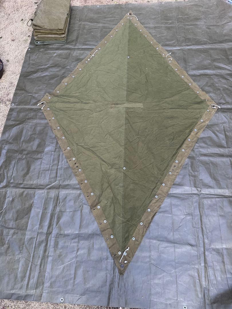 希少！ヴィンテージ　ノルウェー軍幕　8枚　ポール　アルミペグ付き
