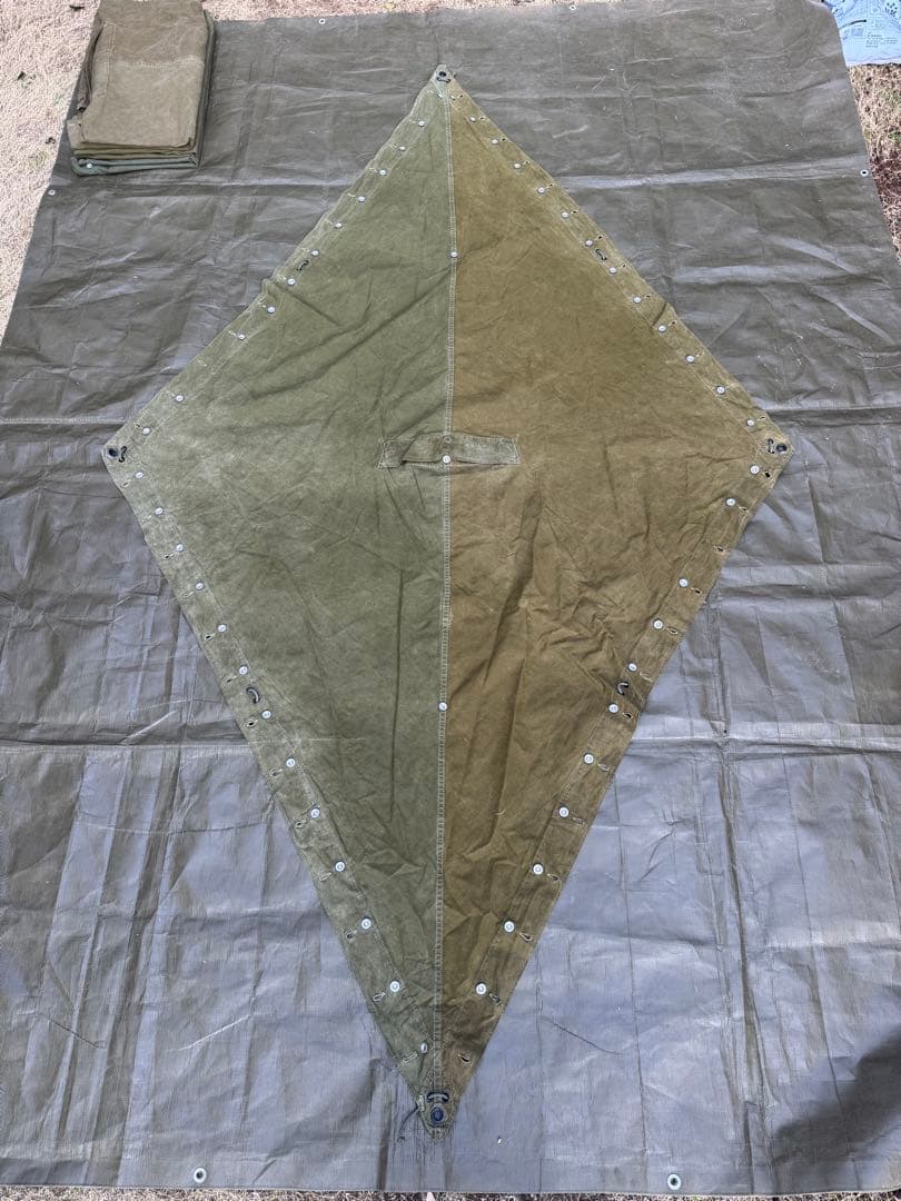 希少！ヴィンテージ　ノルウェー軍幕　8枚　ポール　アルミペグ付き