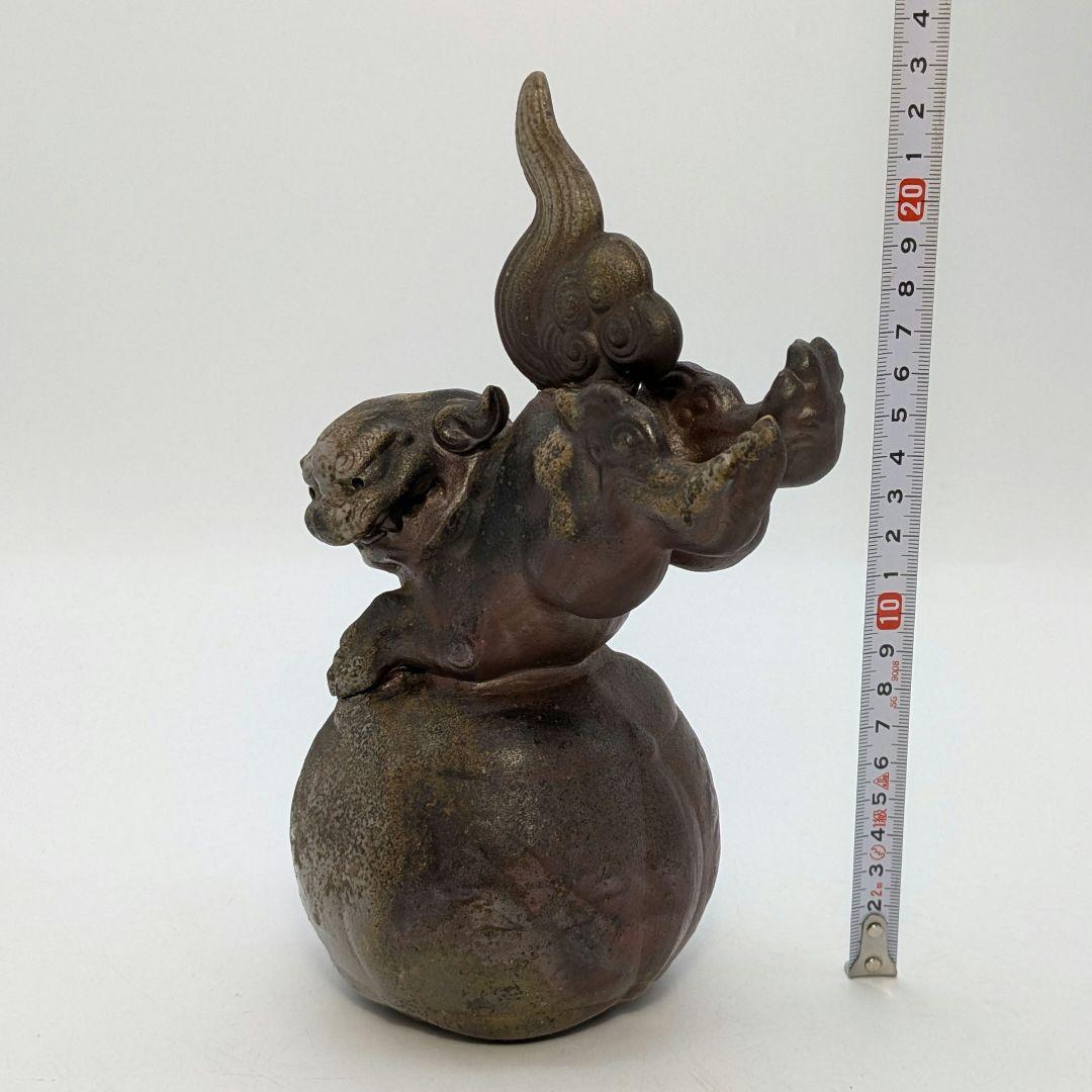 陶正園 備前焼 獅子置物 跳獅子 玉乗り獅子 縁起物 インテリア 魔除け 厄除け