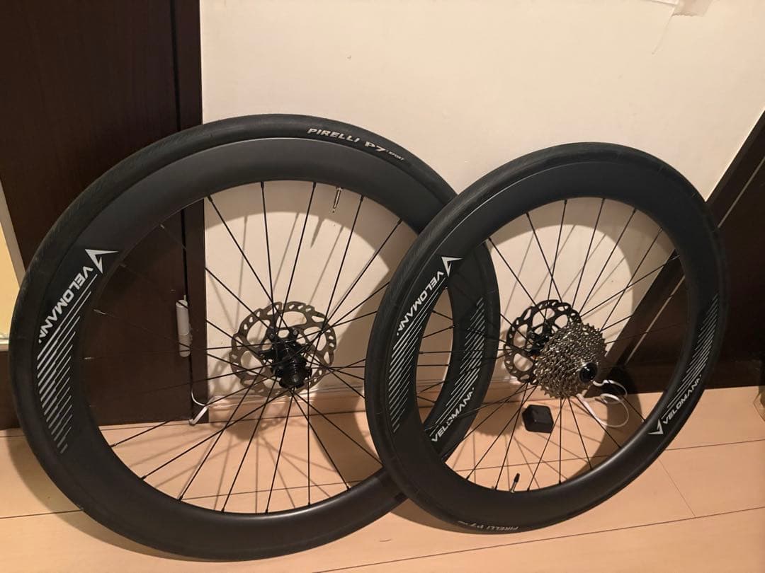 velomann 55mm カーボンホイール　ディスク、タイヤ、ローター付き