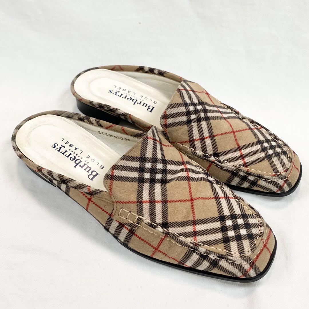 BURBERRY BLUELABEL ノバチェック パンプス ミュール 23cm