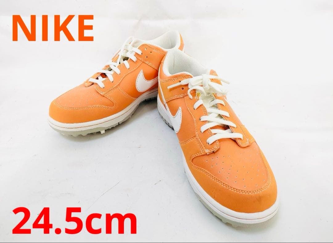【美品】ナイキ ゴルフシューズ 24.5cm オレンジ 487116-800