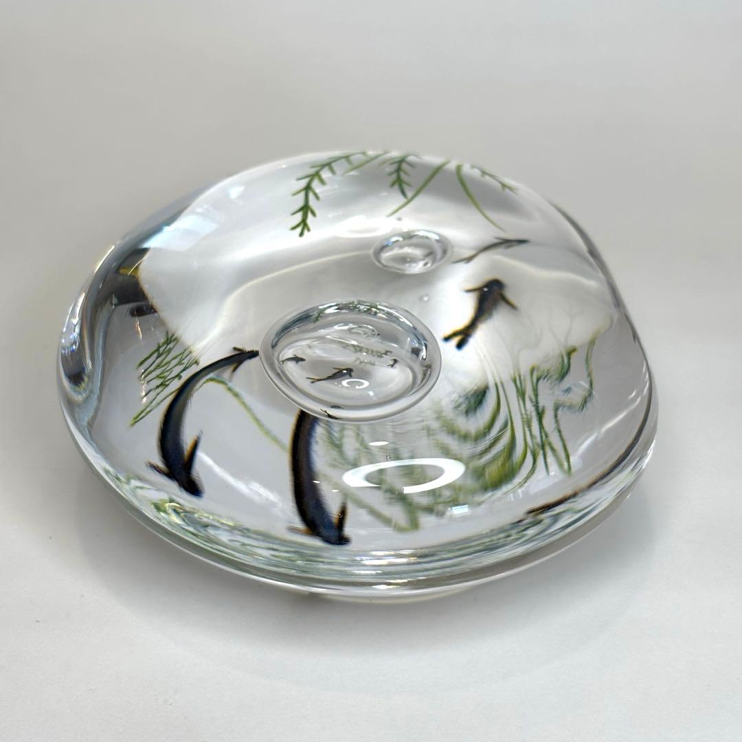 久保裕子さん作　ガラス　鮎　水草　ペーパーウェイト　文鎮　オブジェ　ハンドメイド