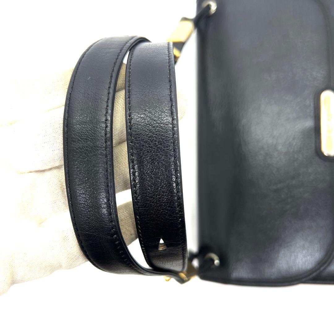 【美品】ディオール ハンドバッグ ゴールド金具 シボレザー ブラック