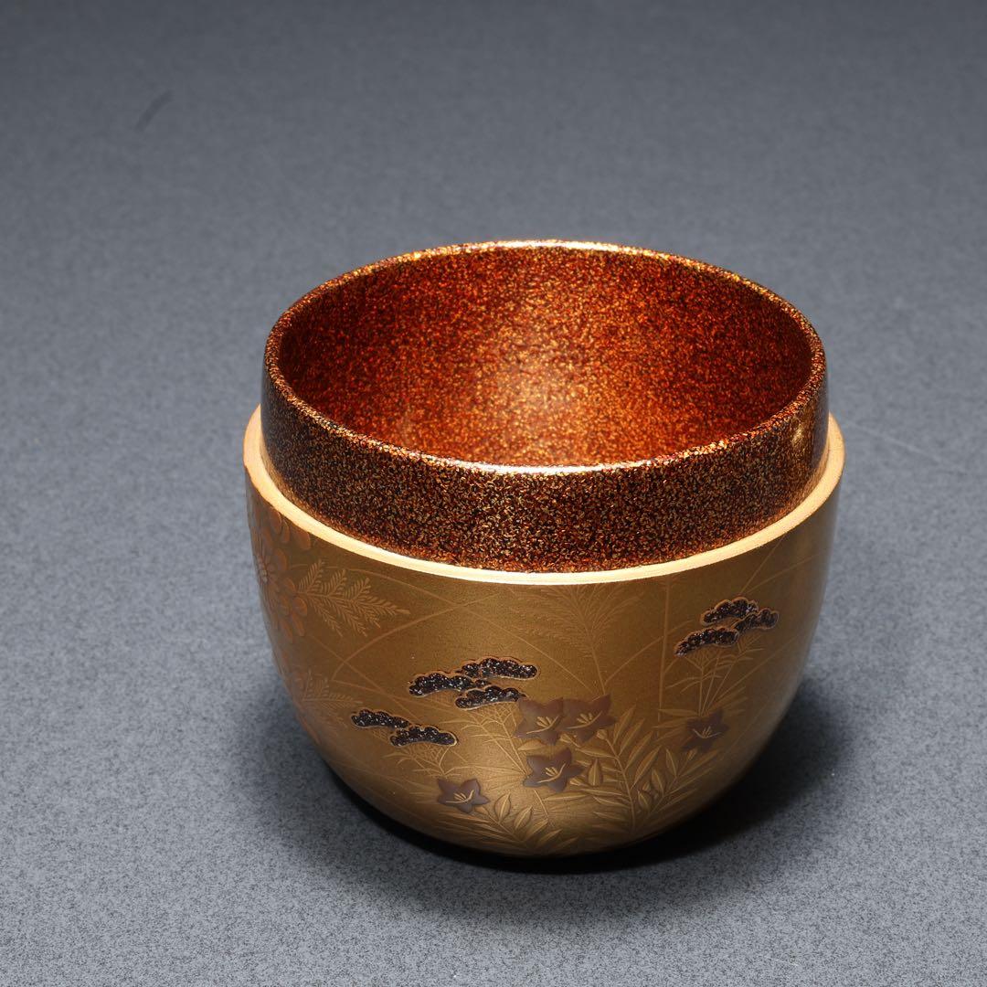 棗　秋草文　清水宗水　金蒔絵　共箱　R1690