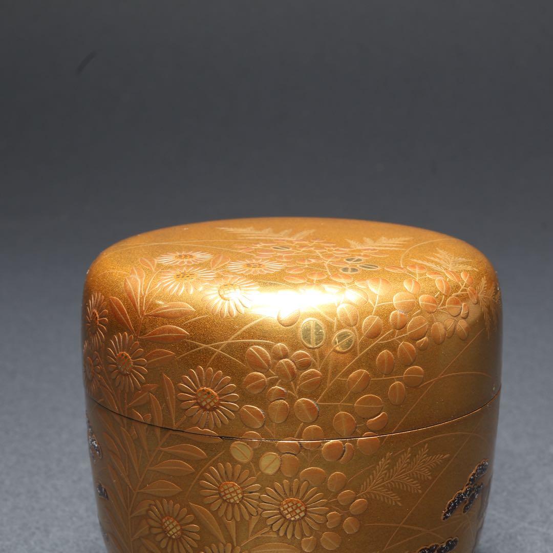 棗　秋草文　清水宗水　金蒔絵　共箱　R1690