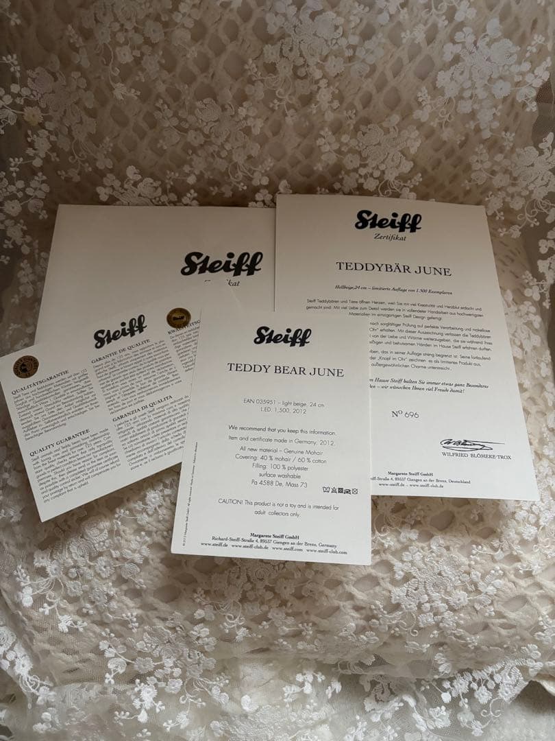 【レア】シュタイフサマードレス035951 JUNE テディベア