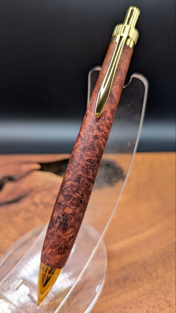 605超極上　本花梨　瘤杢　木軸シャーペン　ボールペン