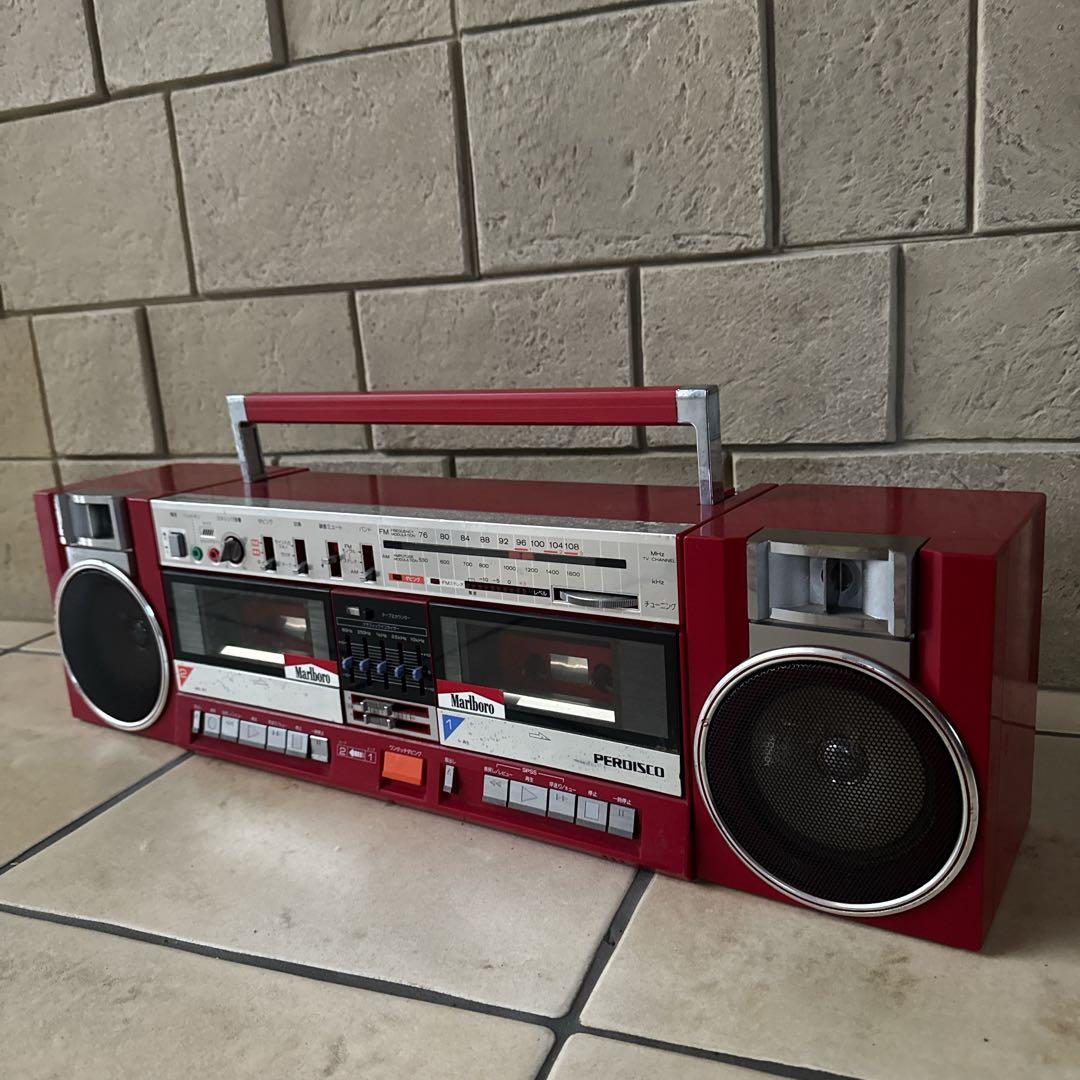 HITACHI PERDISCO TRK-W3 バブルラジカセ 赤 昭和レトロ