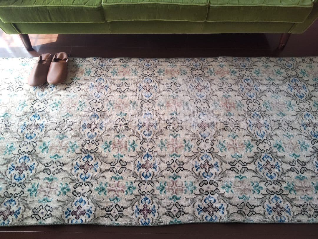 【すみれ】トルコラグ　94×209　ヴィンテージラグ　MS039