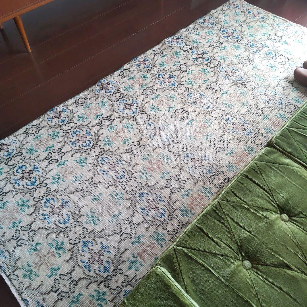 【すみれ】トルコラグ　94×209　ヴィンテージラグ　MS039