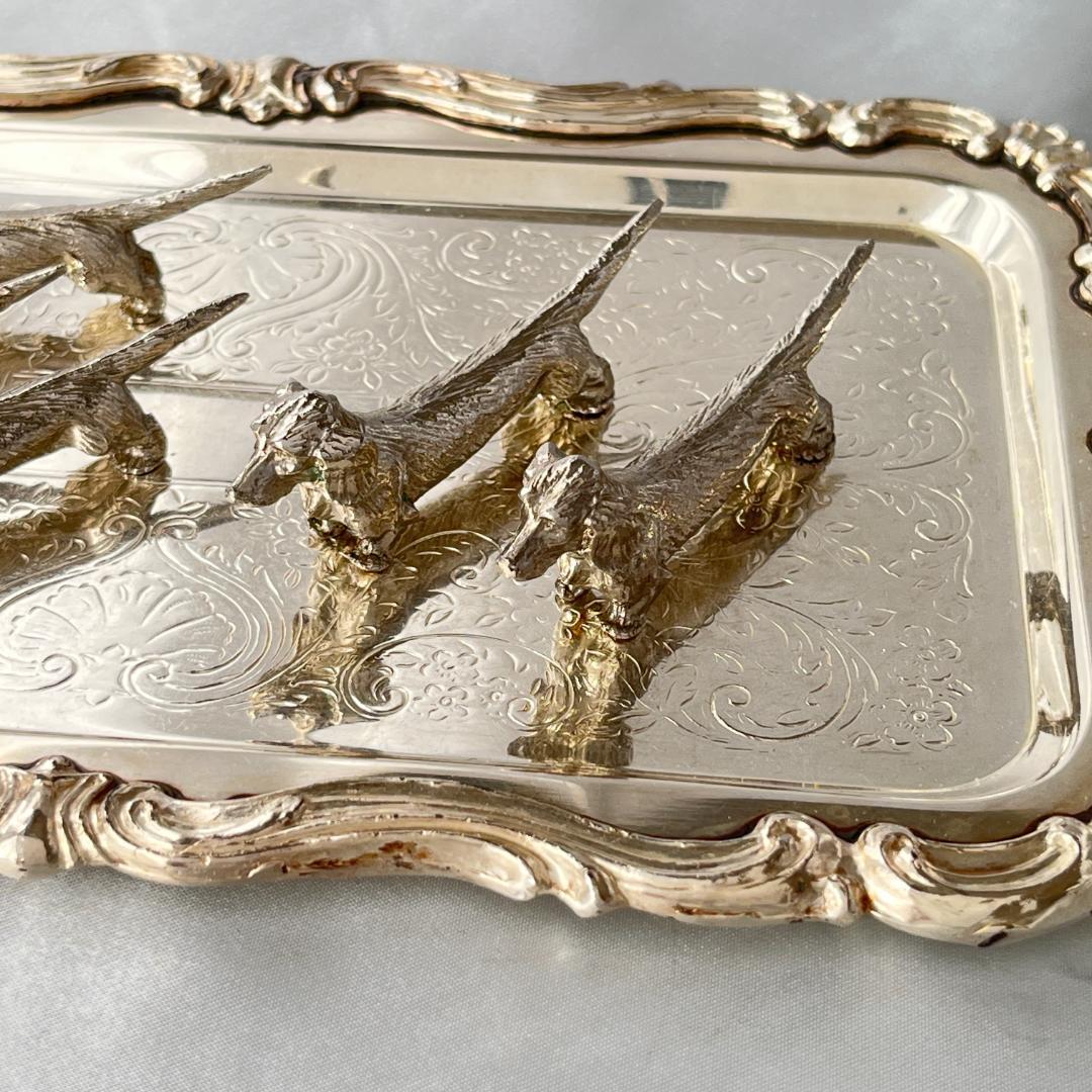 【仏蘭西】 ダックスフンドのナイフレスト 5個組【シルバープレート】