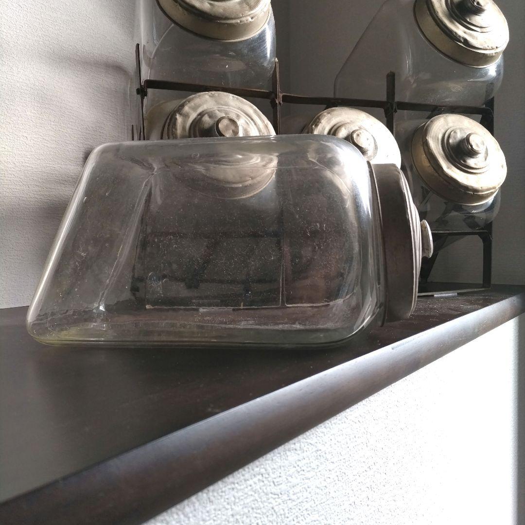 アンティークガラス瓶 駄菓子屋さん６連陳列ケース