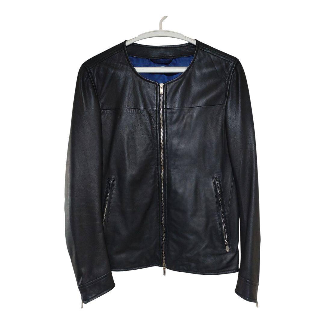 ABAHOUSE 本革 ノーカラージャケット ブラック レディース L相当
