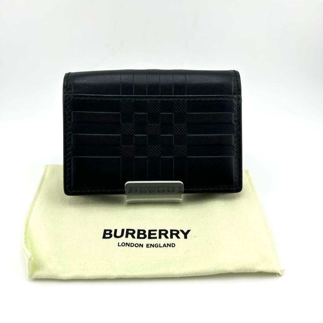 ✨極美品✨　バーバリーロンドン　名刺入れ　カードケース　エンボスチェック　レザー