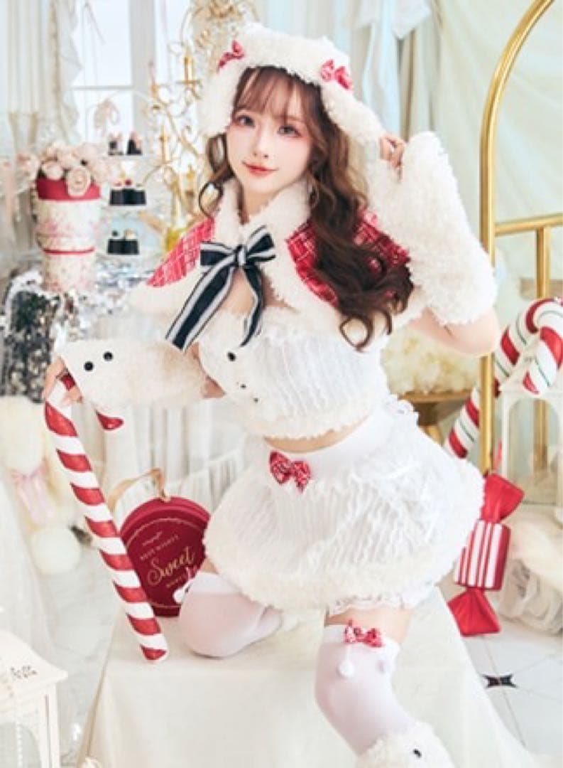 本日発送 Malymoon ホワイトニットバニーサンタ