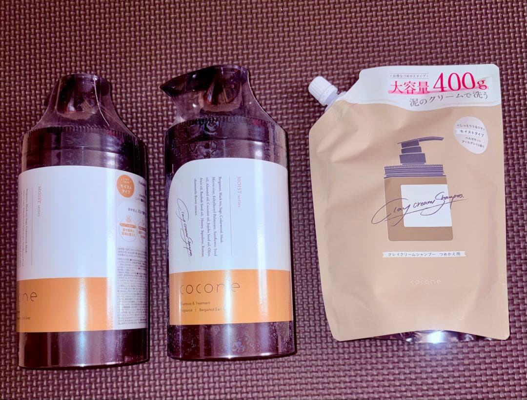 【新品】cocone クレイクリームシャンプー モイストボトル2個&詰め替え1個