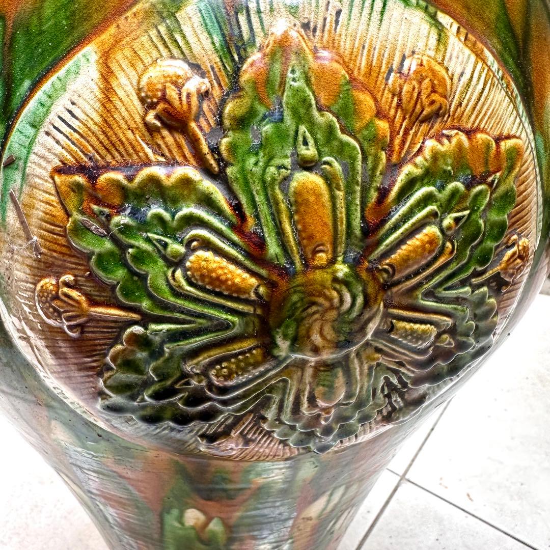 唐三彩 壺 双耳 唐物 装飾 中国美術 中国古玩 骨董