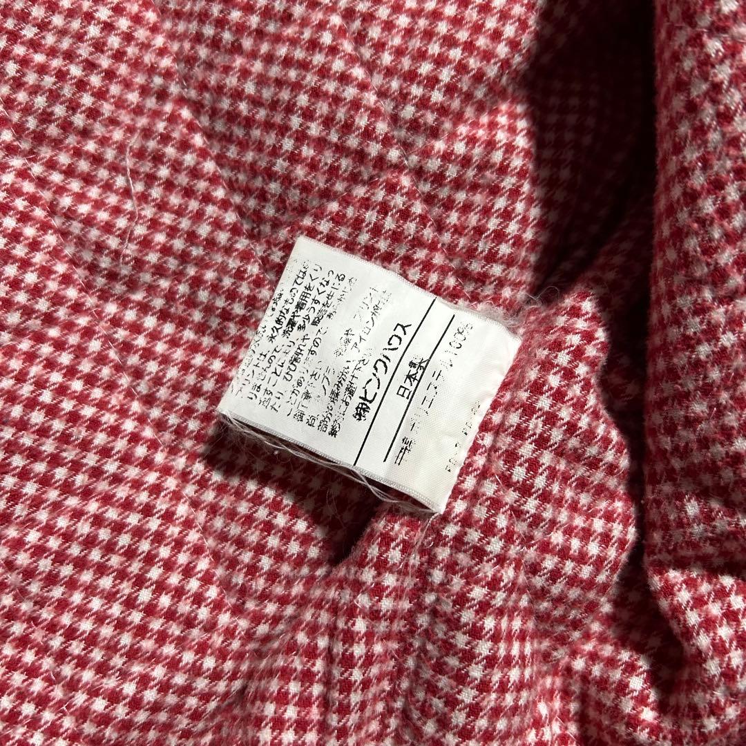 90s PINK HOUSE モッズコート ギンガムチェック ロゴ 赤 フード