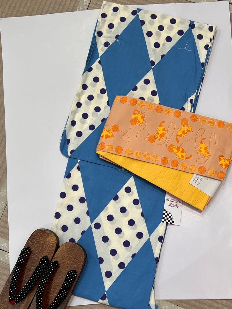 浴衣　半幅帯両面　下駄3点セット