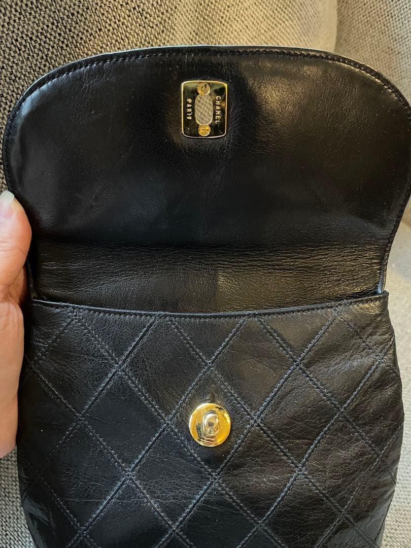 CHANEL ビコローレ　ウエストポーチ　ブラックレザー ショルダー