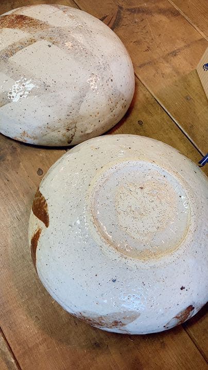 志野焼　茶道具　志野ふた物　木箱入り　坪島土平作　皿　菓子鉢