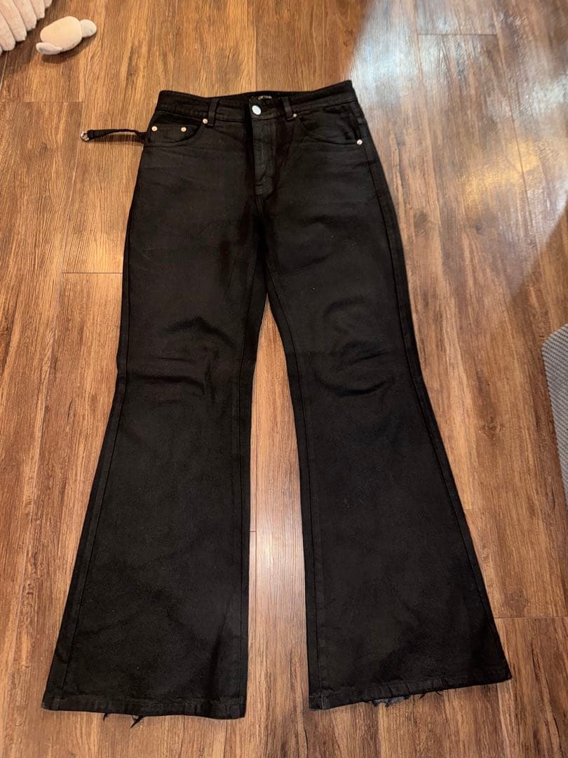 パンツ strapped flare oil pants M