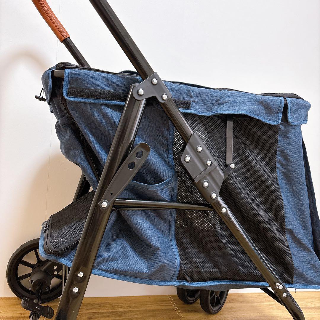 美品　Bello ペットカート デニム　犬用　ペットバギー　折りたたみ式