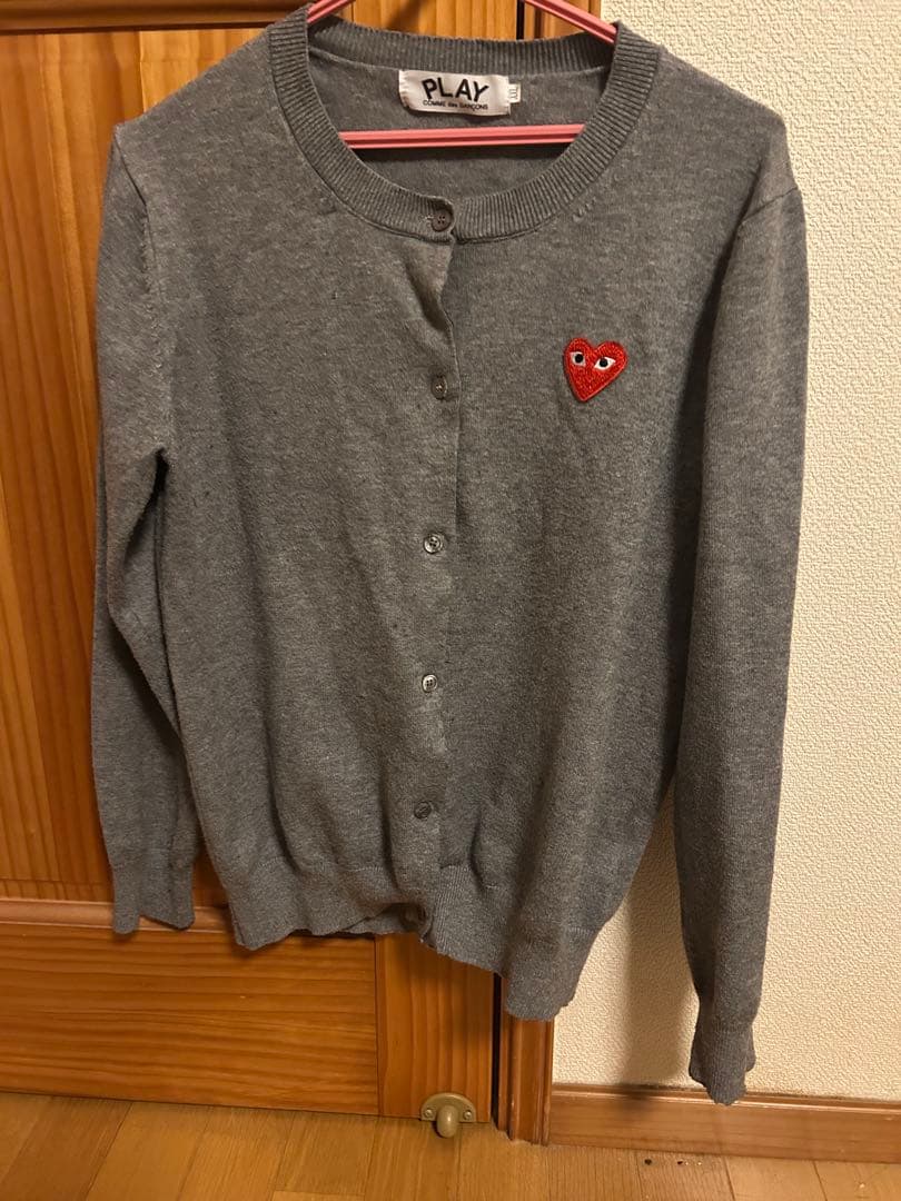 PLAY CDG ハートワッペン カーディガン グレー レディースXXL