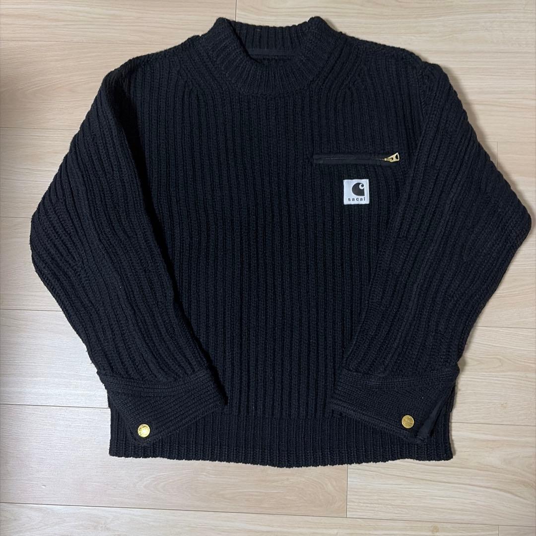 sacai Carhartt WIP ニット プルオーバー デトロイト 黒 2