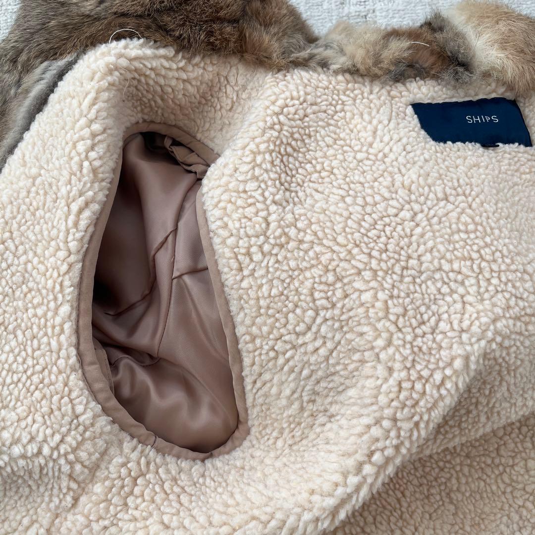 SHIPS ラビットファー2WAY モッズコート