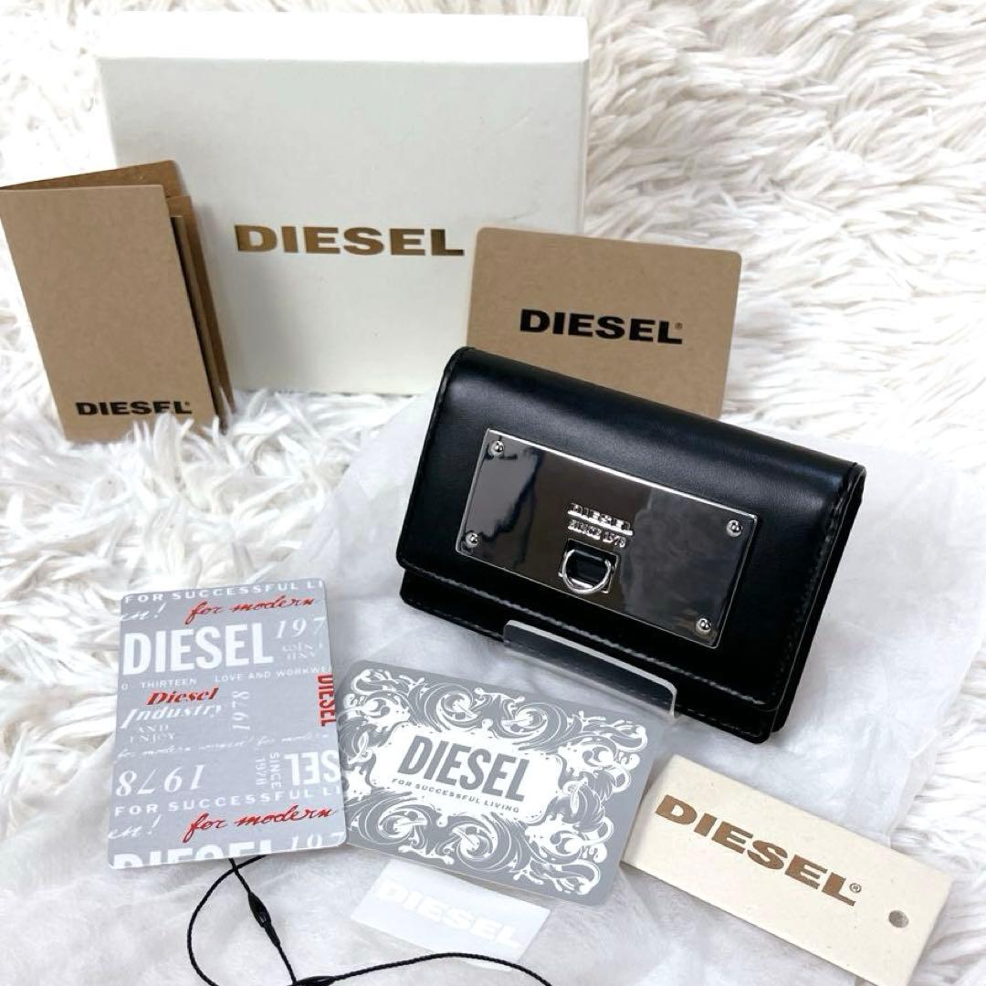 ノンちゃん タグ ディーゼル 名刺入れ カードケース ブラック 牛革