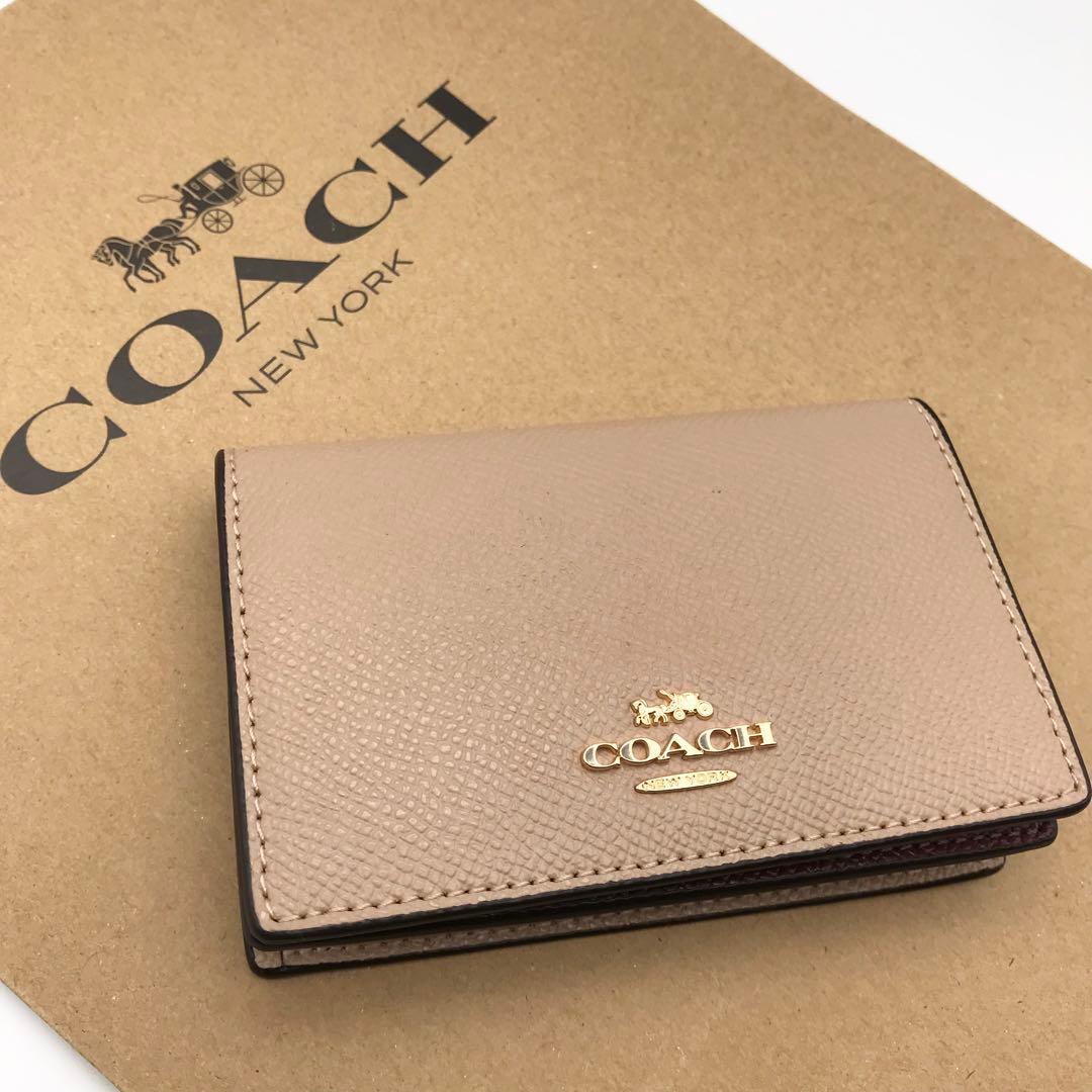 【COACH☆新品】☆ビジネス カード ケース☆名刺入れ☆レザー☆トープ☆