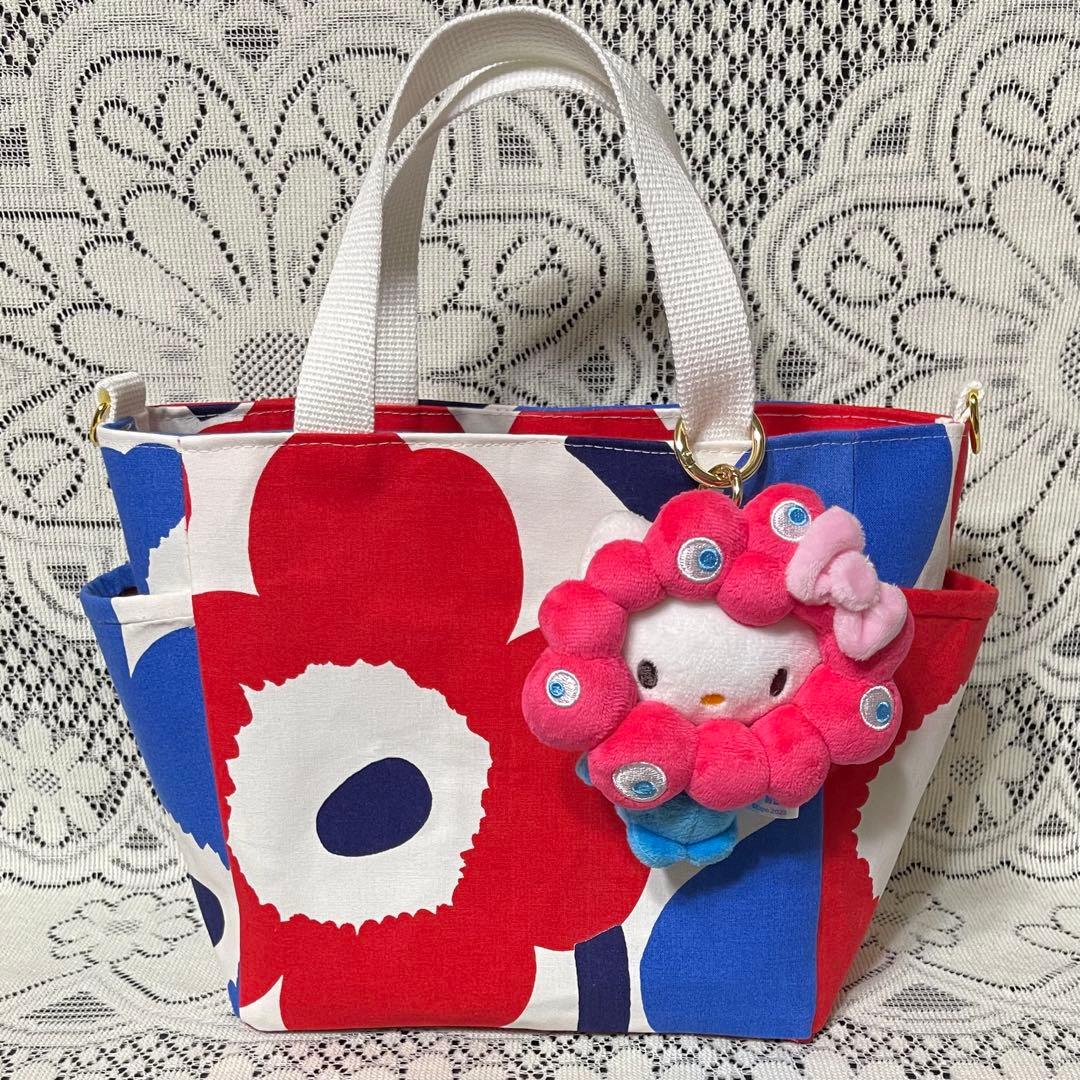 マリメッコ ウニッコ ミニトートバッグ ブルー×レッド ミャクミャク風 万博風