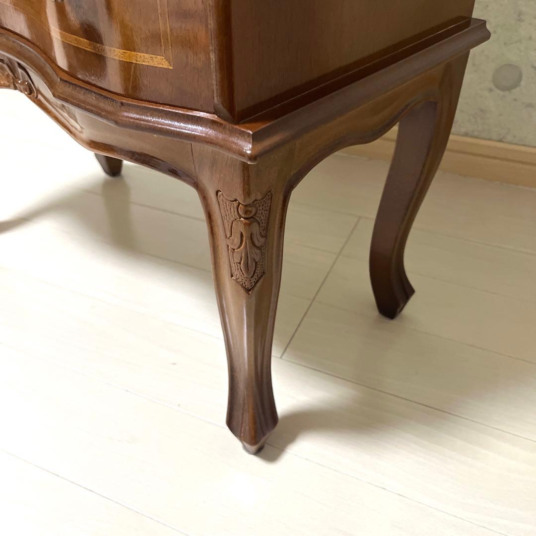 美品　イタリア製　アンティーク　家具　2段　キャビネット　猫足　象嵌　チェスト