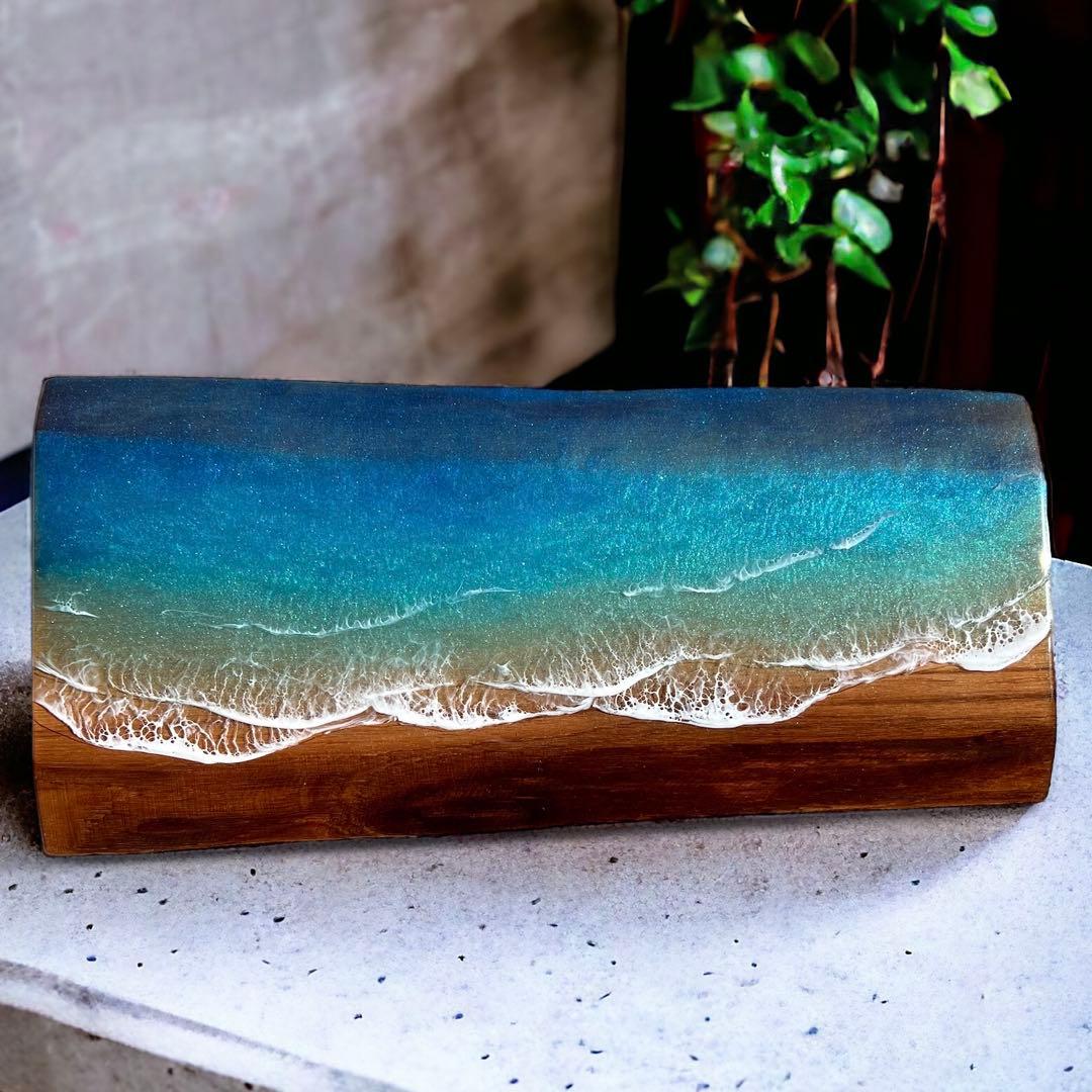 一枚板　レジンアート　海アート　インテリア　オーシャンアート　無垢　レジン