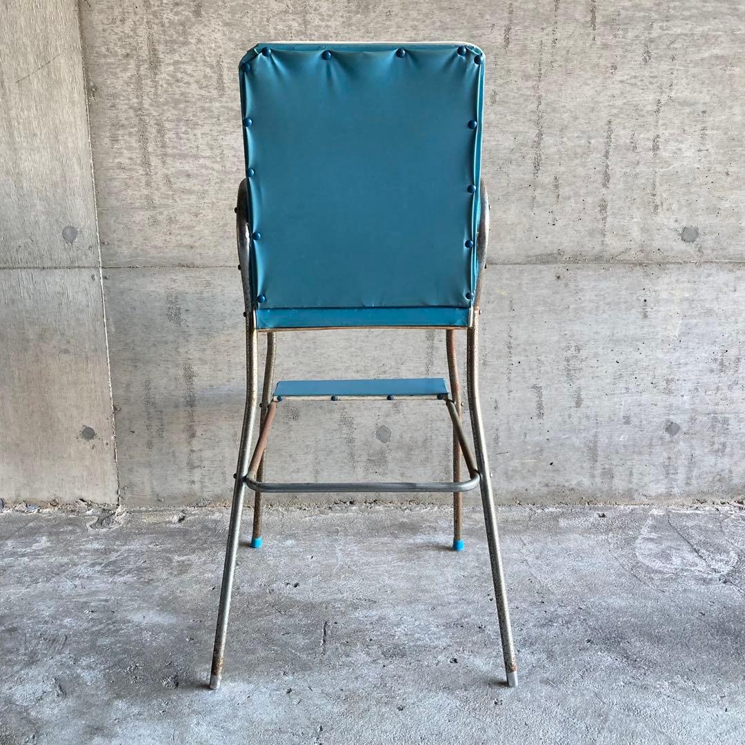 ベビーチェア 子供椅子 ハイチェア 家具 ビニール 青色 ポップ 昭和 レトロ