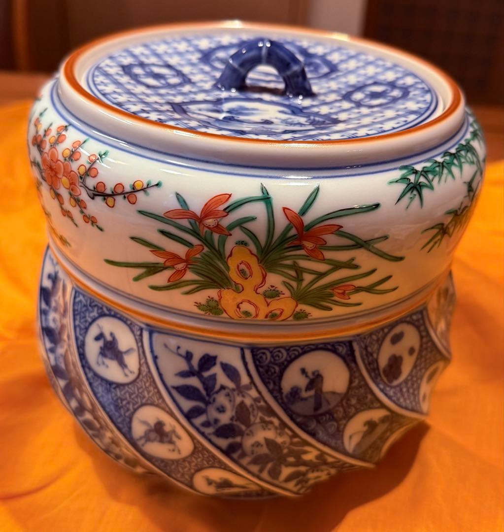 茶道具　水差し(色絵祥瑞四君小図　三浦竹泉作)