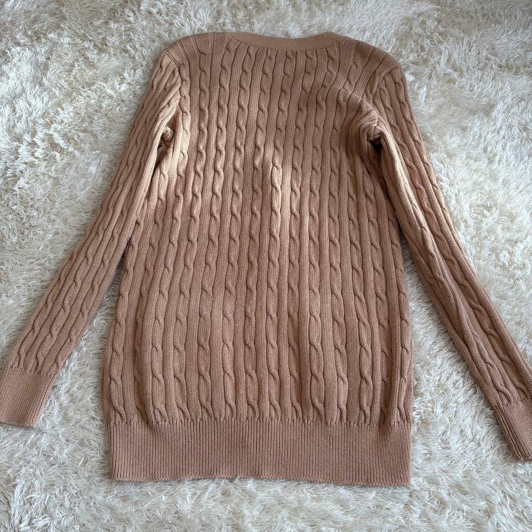 ラルフローレン ケーブルニット カーディガン ベージュ×白ポニー Lサイズ