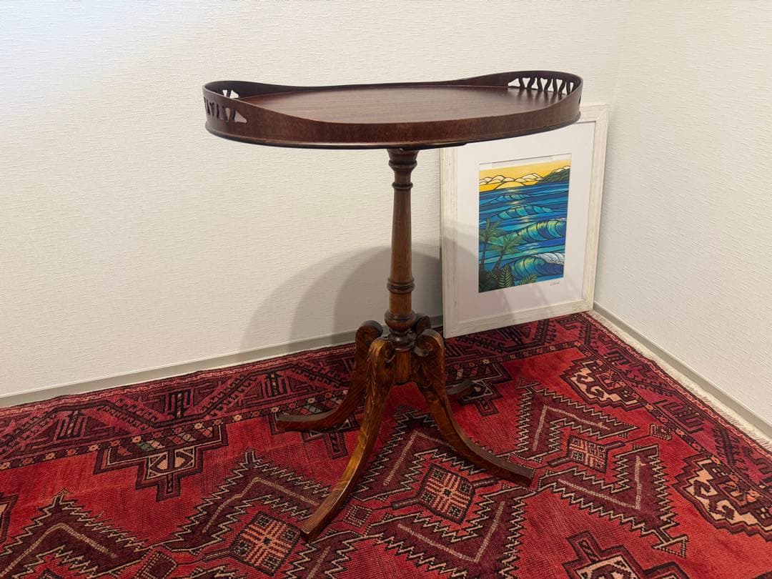 西洋アンティーク サイドテーブル マホガニー材 カフェテーブル 猫脚