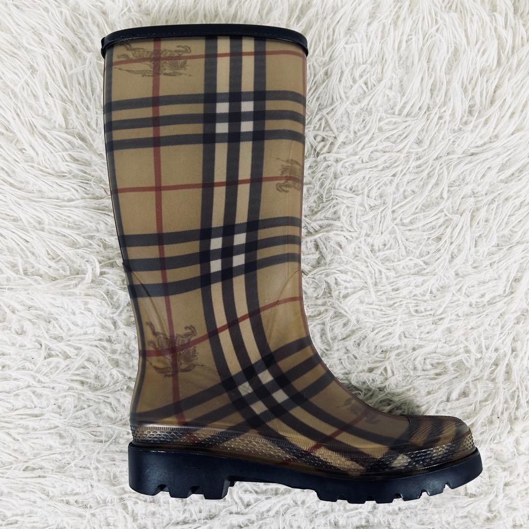 美品　Burberr　バーバリー　ノバチェック　レインブーツ　シャドーホース