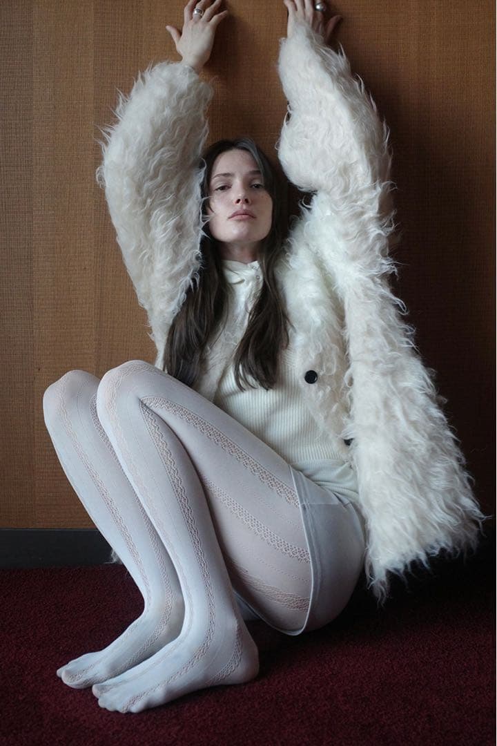 トップス CLANE BI COLOR SHAGGY KNIT CARDIGAN